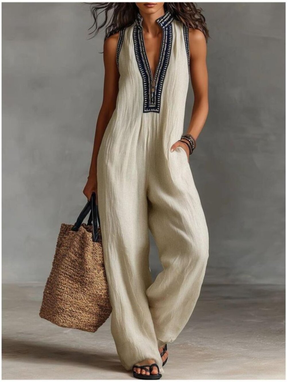Full Size Sleeveless Wide-Leg Jumpsuit Plus SIze